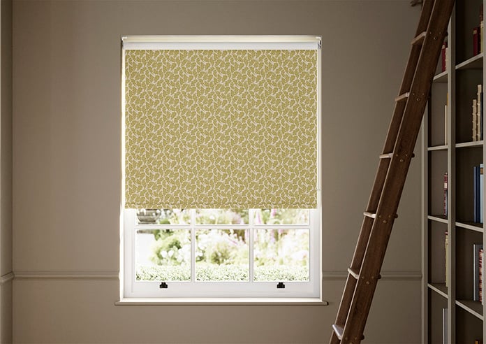 Land & Shore Oak Leaf  (Blackout), Ochre - Twist&Fit Roller Blind - Image 3